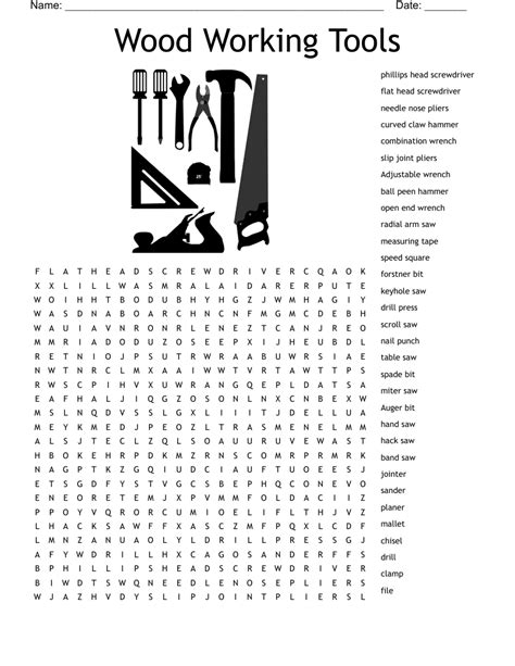 Woodshop Tools Word Search Wordmint