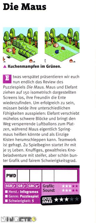 Game information, description, and download page for maus, die (europe) (en,fr,de,es) rom for nintendo game boy gb. Die Maus (Game Boy Color) - N.i.n.Retro (New is not Retro) v3+