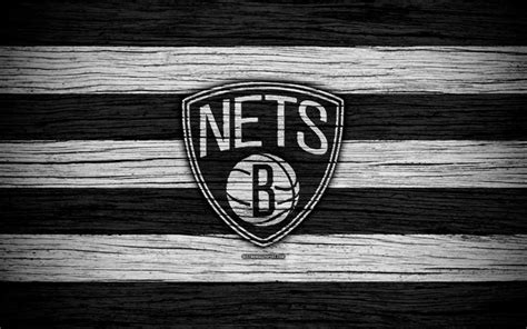Download Wallpapers 4k Brooklyn Nets Nba Wooden Texture Basketball