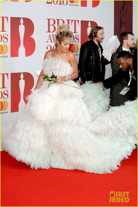 Rita Ora Wears A Feathered Gown To Brit Awards 2018 Photo 4036806 Photos Just Jared