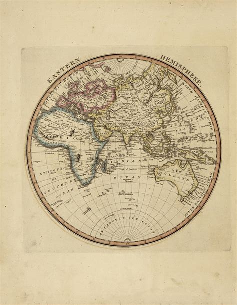 Antique Map Of Eastern Hemisphere Painting By Fielding Lucas Fine Art