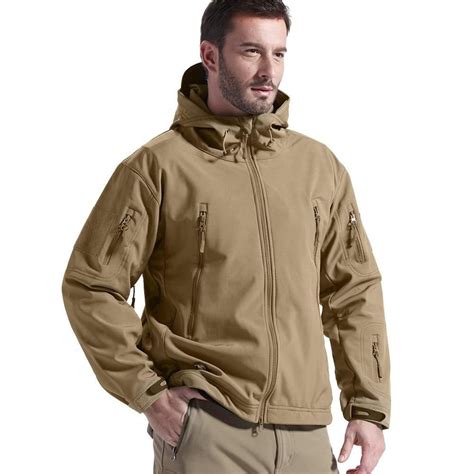 Mens Fleece Lined Softshell Jacket Water Resistant Tactical Jacket