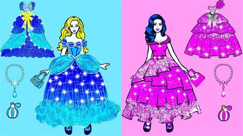 Paper Dolls Dress Up ~ Costumes Beautiful Skirt Elsa Rapunzel Blue And
