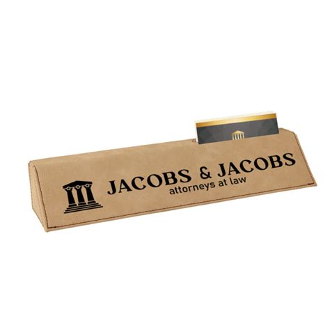 Personalized Business Card Holder Leatherette Desk Name Plate Sofias