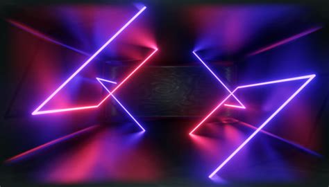 3d Render Glowing Lines Tunnel Neon Lights Virtual Reality