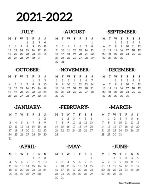 2021 And 2022 School Calendar Printable Calendar Printables Free Blank