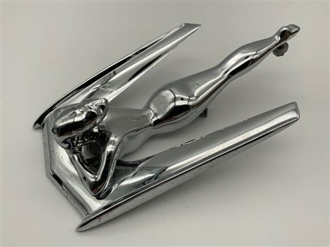 Vintage S Nash Flying Lady Goddess Hood Ornament Chrome Nash