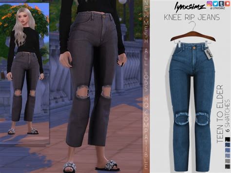 Sims 4 Lynxsimz Knee Rip Jeans Micat Game