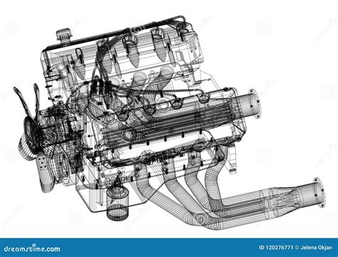 Car Engine Design Architect Blueprint Royalty Free Stock Photo