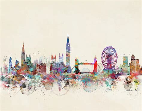 London City Skyline Painting By Bri Buckley Fine Art America