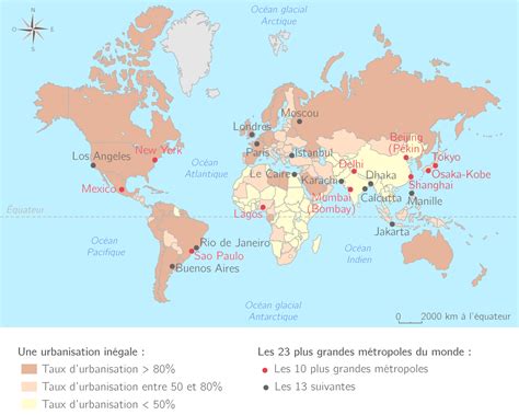 Les pays du monde sont classés du pays le plus peuplé au moins peuplé. Habiter la ville - 6e - Carte bilan Géographie - Kartable