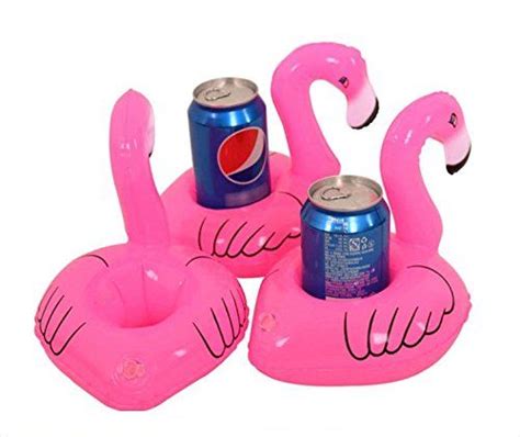 Oosuperli 8 Pcs Inflatable Pink Flamingo Coasters Cup Drink Holder