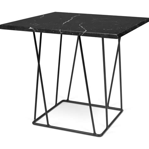 Temahome Helix 20x20 Marble Side Table Black Marble Black Lacquered