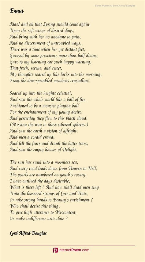 Ennui Poem By Lord Alfred Douglas