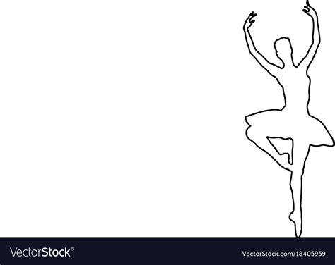 Ballerina Dancing Outline Black Royalty Free Vector Image
