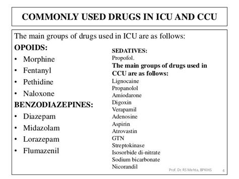 9 Drugs Used In Critical