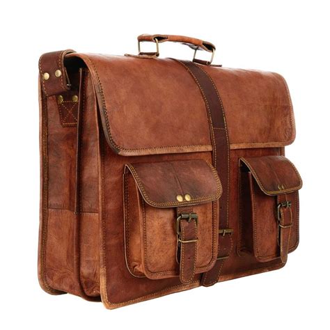 Large Brown Strap Style Leather Satchel By Paper High