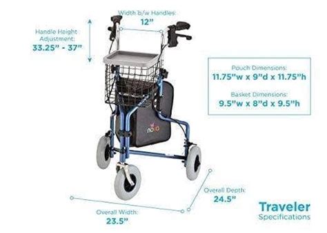 Nova Medical Traveler 3 Wheel Rollator Walker All Terrain 8 Wheels