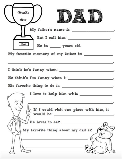 Father's Day Worksheets Printable Free
