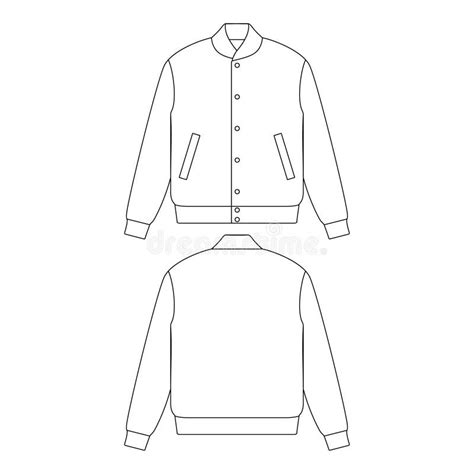 Template Varsity Jacket Vector Illustration Flat Design Outline