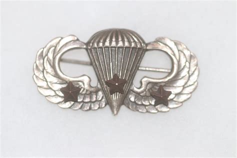 Us Ww2 Parachute Wing Sterling Marked Three Combat Star Jumps Butlers
