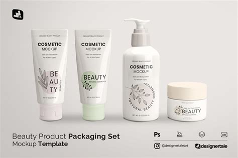 Beauty Product Packaging Set Mockup Design Cuts