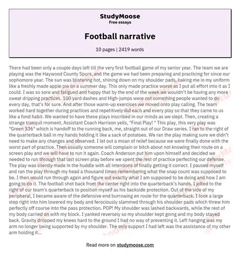 Football Narrative Free Essay Example