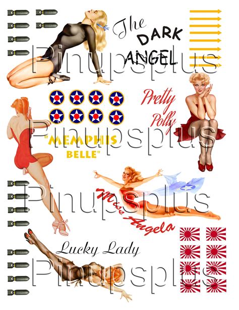 wwii pinup girl nose art model airplane decals 32 [32] 12 95 pin ups plus retro pinup decals