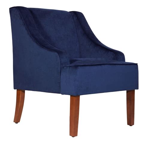 Buy Velvet Fabric Upholstered Wooden Accent Chair With Swooping