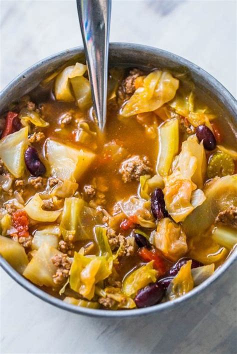 When making this soup, first start by browning your hamburger. One Pot Hamburger Cabbage Soup