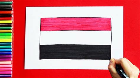 How To Draw And Color National Flag Of Yemen Youtube