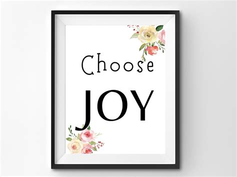 Choose Joy Wall Art Printable Quote Wall Art Quote Digital Art