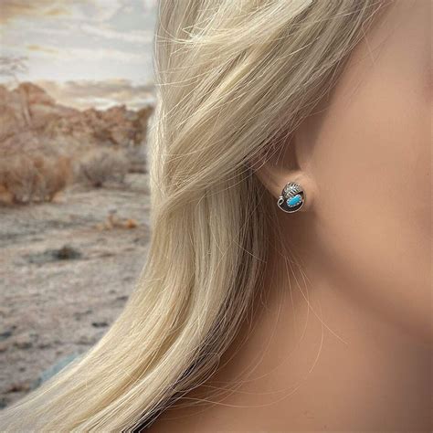 Genuine Sleeping Beauty Turquoise Stud Earrings In Etsy