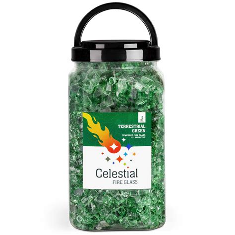 Tempered Fire Glass 1 2 Terrestrial Green Reflective 10 Lb Jar