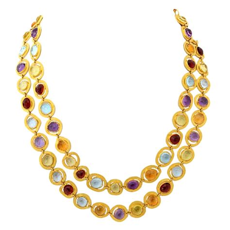 Huge Fabulous Necklace With Semi Precious Stones For Sale At 1stdibs