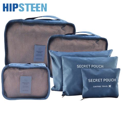 Hipsteen 6pcs Set Waterproof Travel Storage Bags Packing Cube Clothes