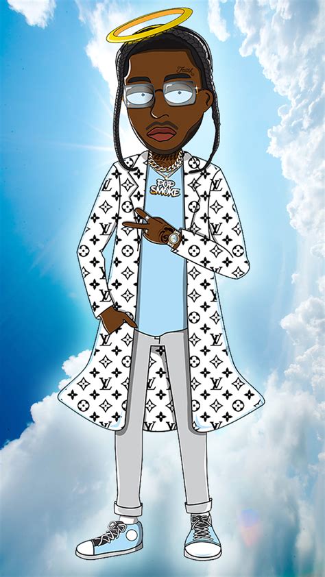 Pop smoke is featured on kid cudi's upcoming album, motm 3, which is set to be released this friday. Custom Cartoon Portrait - Pop Smoke | Smoke wallpaper ...