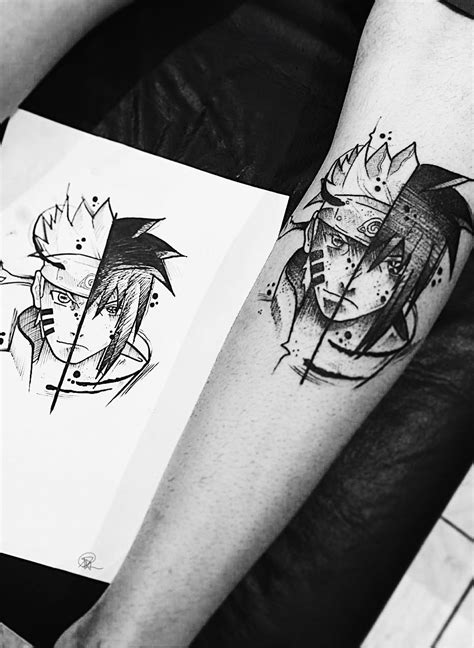 Tattoo Narutosasuke Naruto Tattoo Manga Tattoo Ink Tattoo Half