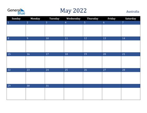 May 2022 Calendar Australia