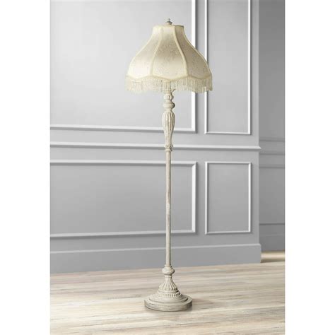 360 Lighting Vintage Shabby Chic Floor Lamp Antique White Cream Scallop