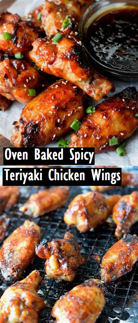 Oven Baked Spicy Teriyaki Chicken Wings Dinner Recipe
