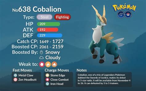 Cómo Vencer A Cobalion En Pokémon Go