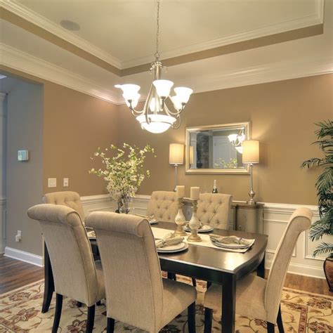 Dining room furniture is available in many types of wood and other materials and in many styles. Transitional Type Chandelier in Brushed Nickel End ...
