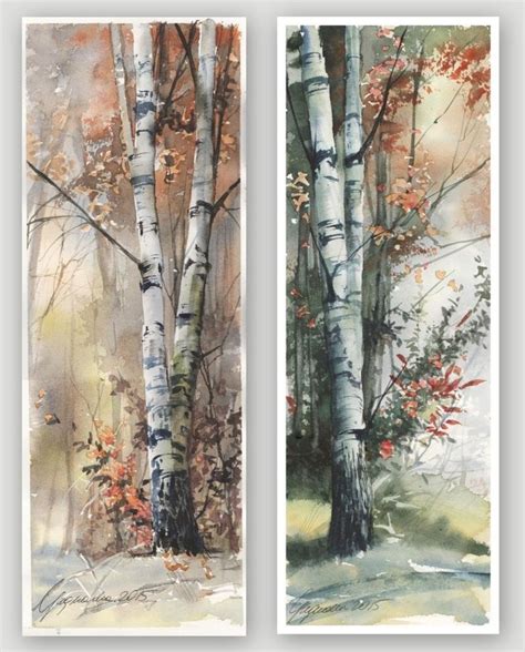 Watercolor Beata Gugnacka Nature Art Painting Acrylic Painting Trees