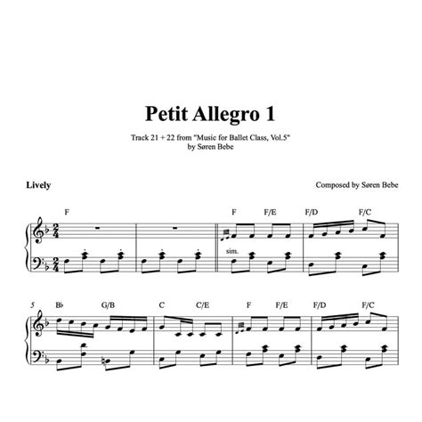 Petit Allegro 1 Polka Piano Sheet Music For Ballet Class Pdf