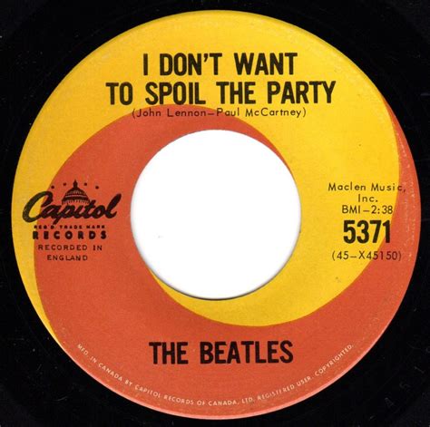 I Dont Want To Spoil The Party By The Beatles 1965 Hit Song Vancouver Pop Music Signature