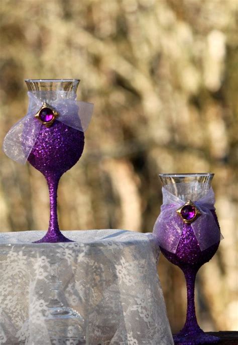 Purple Glitter Wine Glass Purple Glitter Margarita Glass Etsy Glitter Wine Glass Glitter