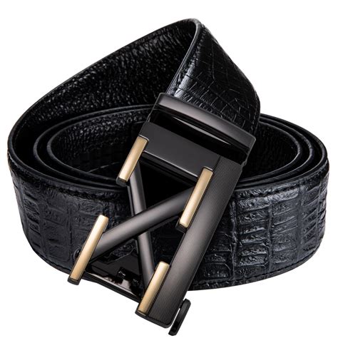 hi tie casual belt men automatic buckle crocodile black belt for jeans luxury crocodile leather