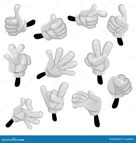 Illustration Of Hands Cartoons With Different Gestures Isolated Stock