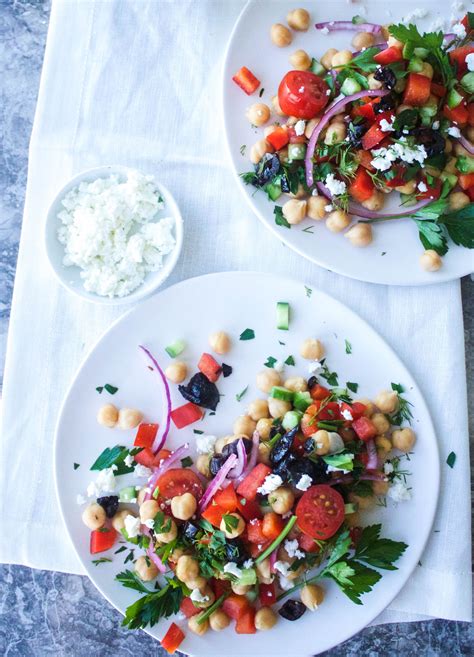 Greek Chickpea Salad With Lemony Dill Dressing Earth And Oven Greek